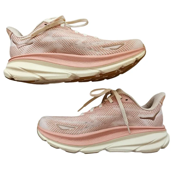 Hoka Clifton 9 Size 8 Women Run Walk Sneaker Pink Sandstone Cream - Picture 5 of 9